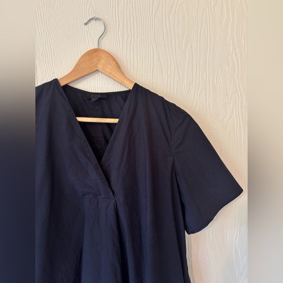 COS Black V-Neck Shirt Tunic Tencel Minimalist Dress with Pockets - Picture 10 of 16